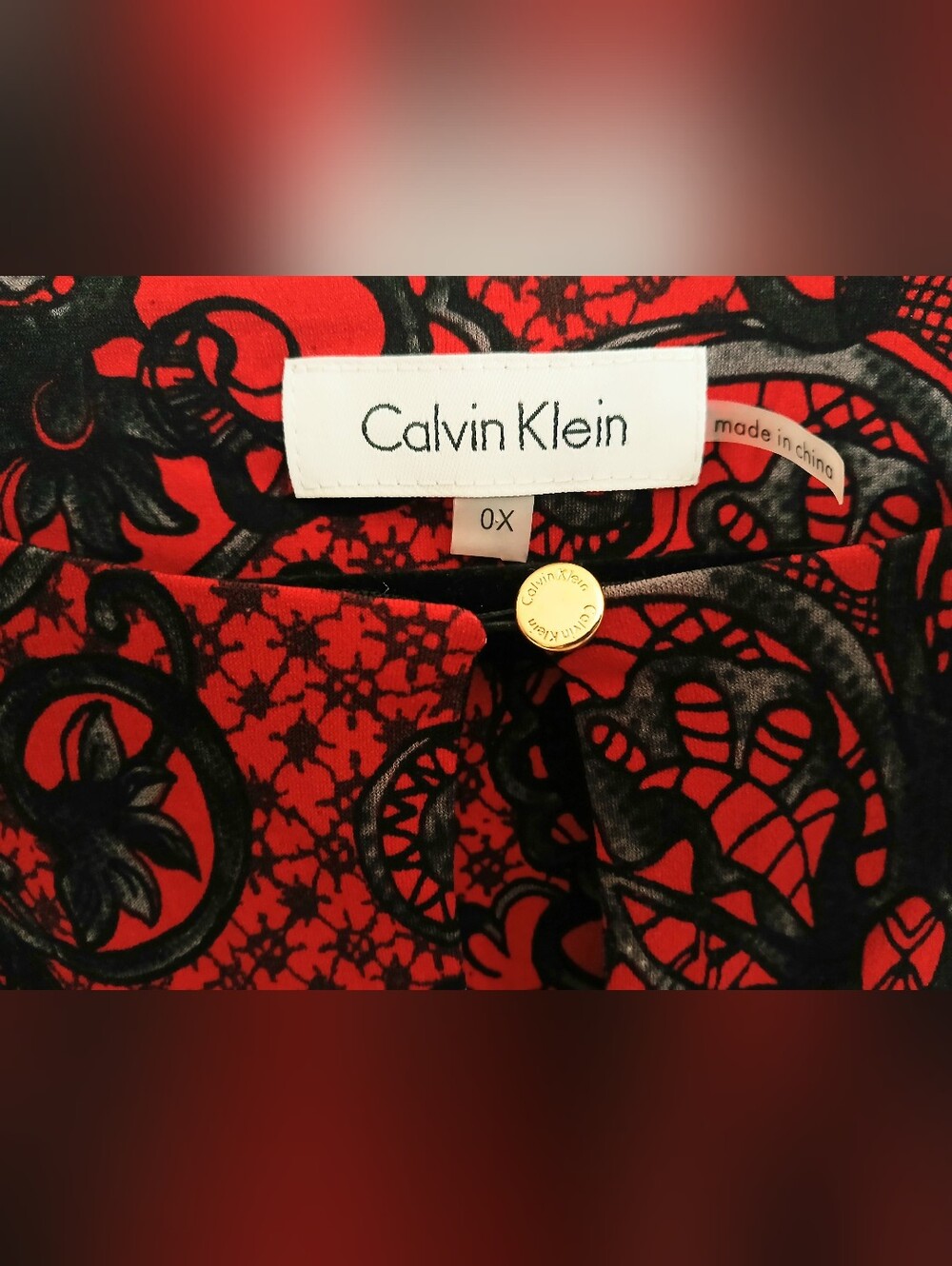 Calvin Klein Red and Black Printed Top